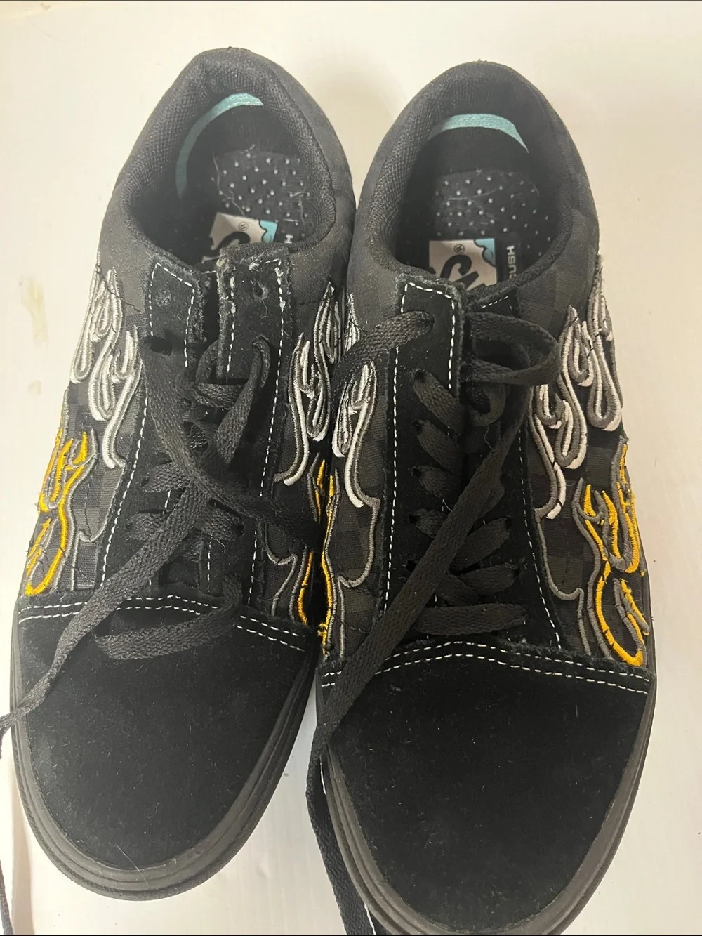 Men's Vans Black Flame-Accent Skate Shoes